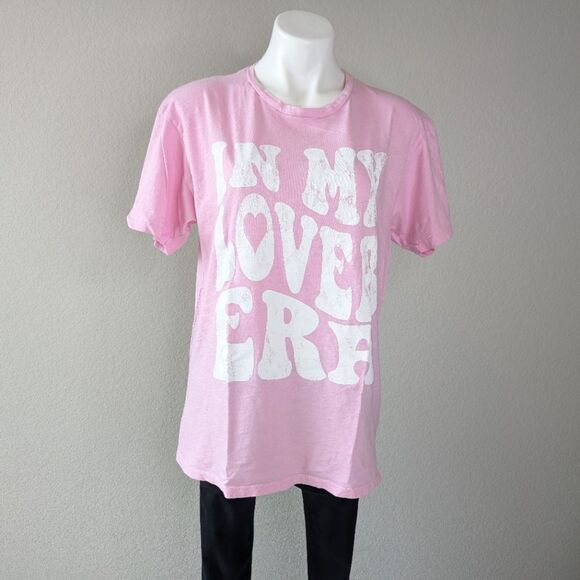 Altar'd State Lover Era Oversized Pink Graphic T-Shirt - Picture 1 of 6